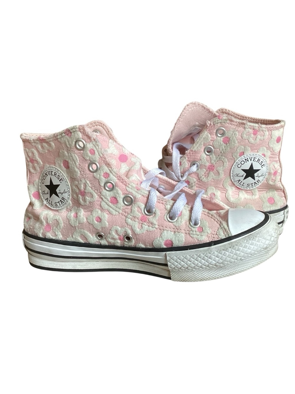 Converse  Pink Floral High-Top Sneakers kids size 3
